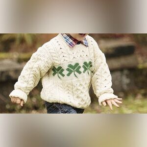 Aran Kid's Merino Wool Shamrock Sweater